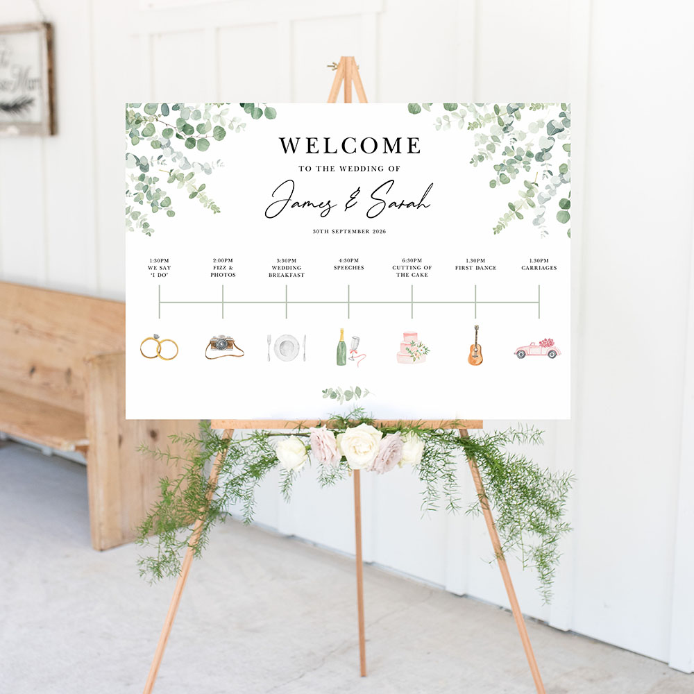'Classic Eucalyptus CE14' Wedding Timeline A2/A1