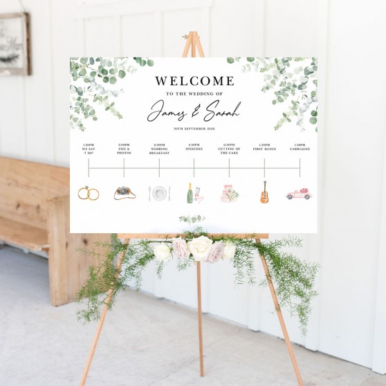 'Classic Eucalyptus CE14' Wedding Timeline A2/A1