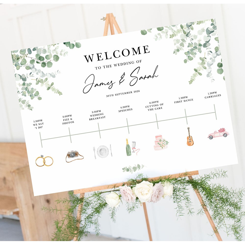 'Classic Eucalyptus CE14' Wedding Timeline A2/A1