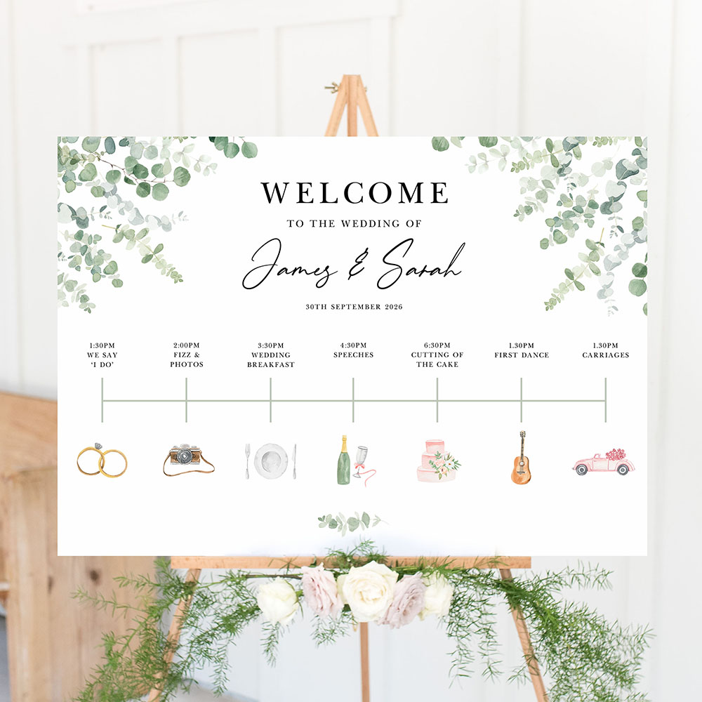 'Classic Eucalyptus CE14' Wedding Timeline A2/A1