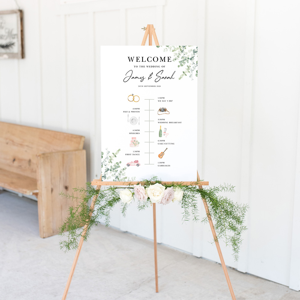'Classic Eucalyptus CE14' Wedding Timeline A2/A1