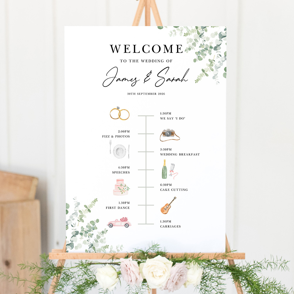 'Classic Eucalyptus CE14' Wedding Timeline A2/A1
