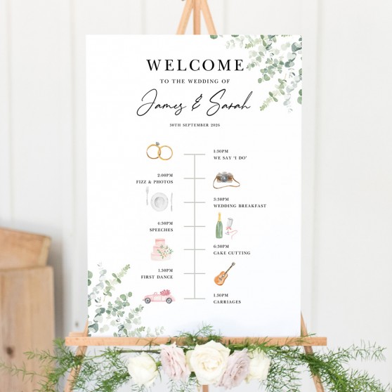 'Classic Eucalyptus CE14' Wedding Timeline A2/A1