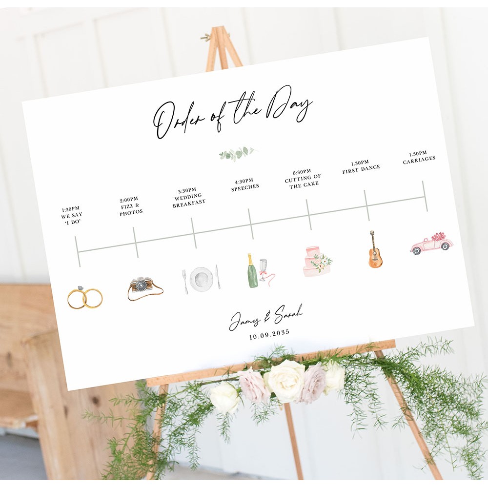 'Classic Eucalyptus CE11' Wedding Timeline A2/A1