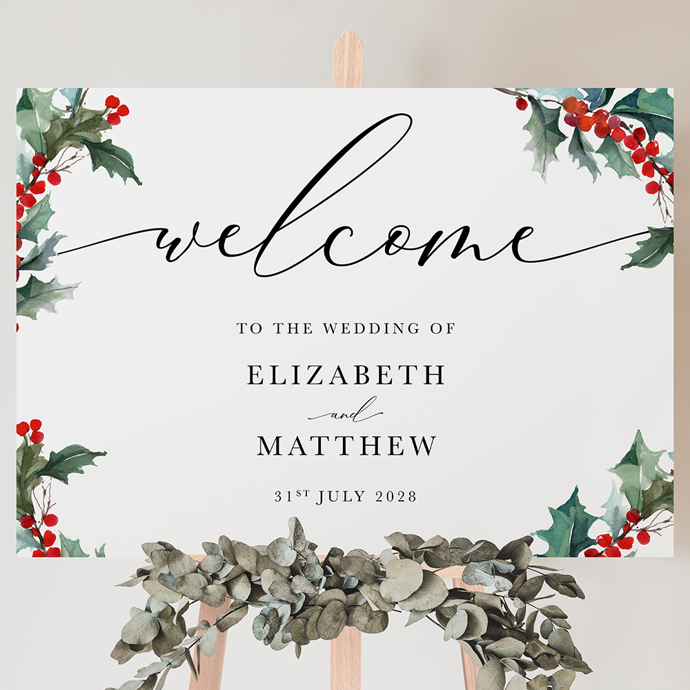 'Christmas Holly' Welcome Sign A2/A1