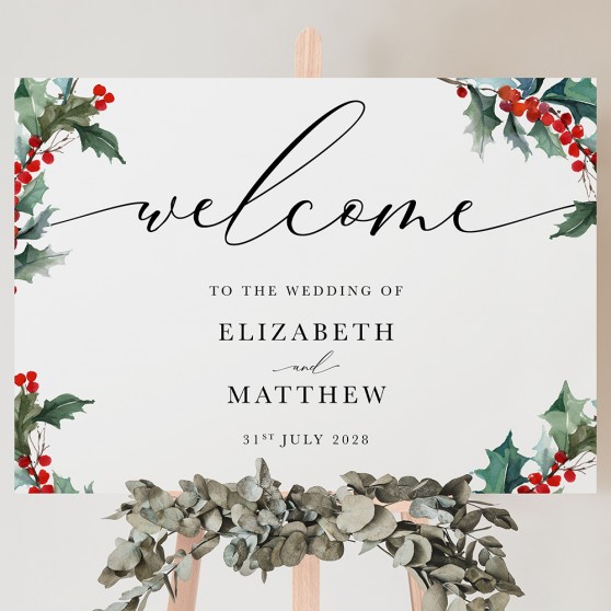 'Christmas Holly' Welcome Sign A2/A1