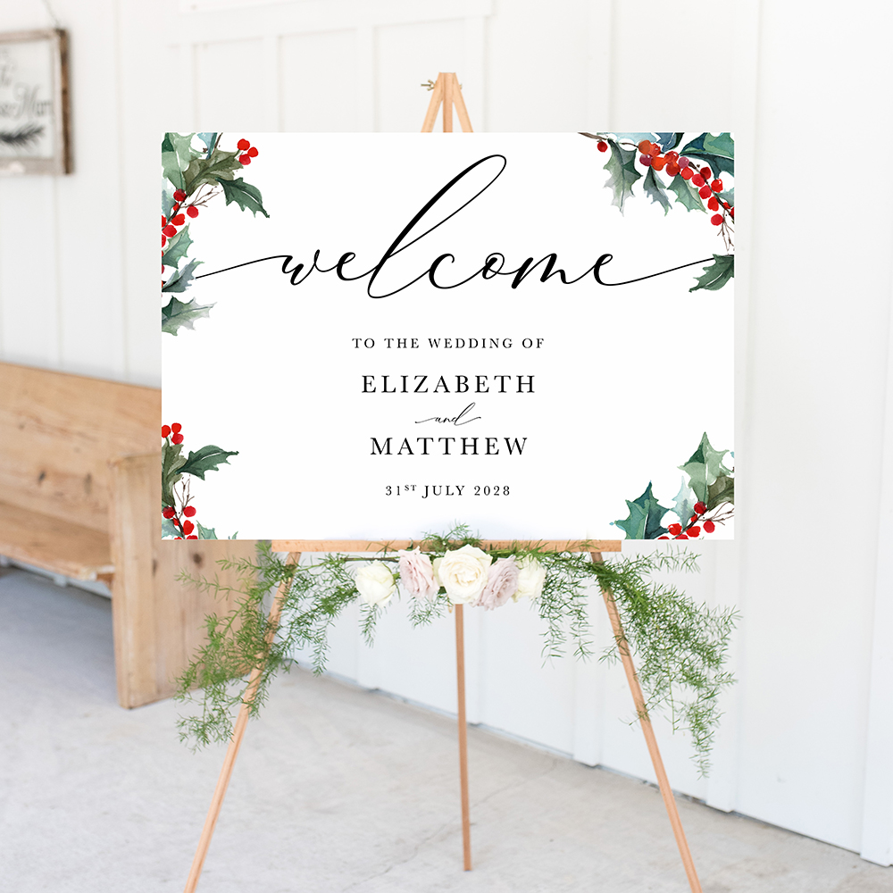 'Christmas Holly' Welcome Sign A2/A1