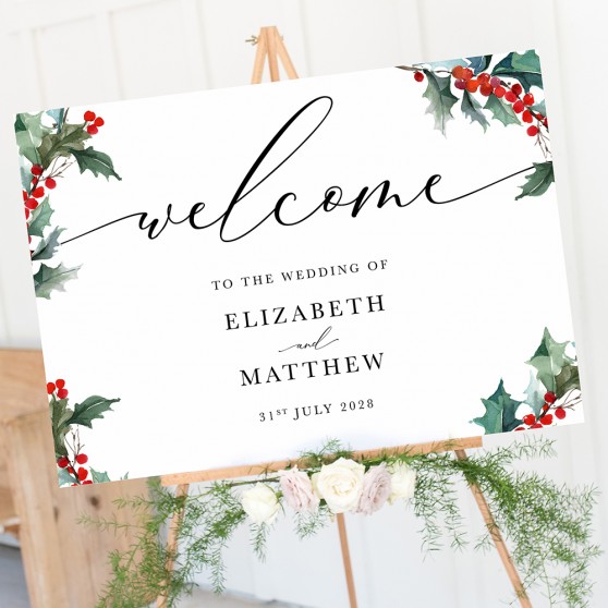 'Christmas Holly' Welcome Sign A2/A1