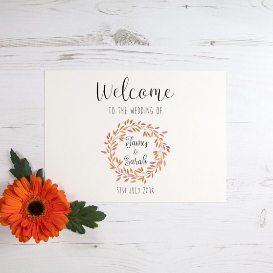 'Autumn Orange' Welcome Sign - A5/A4/A3