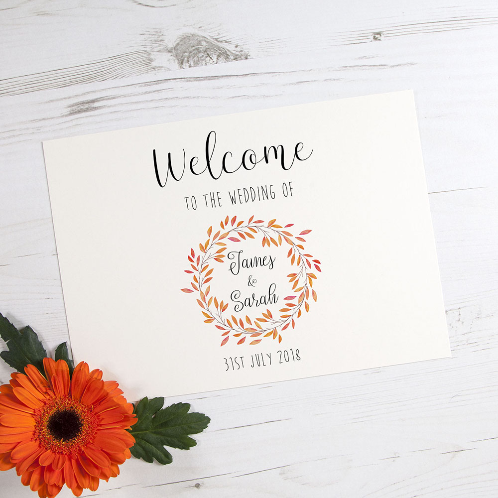 'Autumn Orange' Welcome Sign - A5/A4/A3