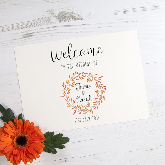 'Autumn Orange' Welcome Sign - A5/A4/A3