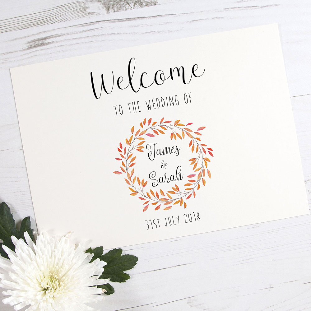 'Autumn Orange' Welcome Sign - A5/A4/A3