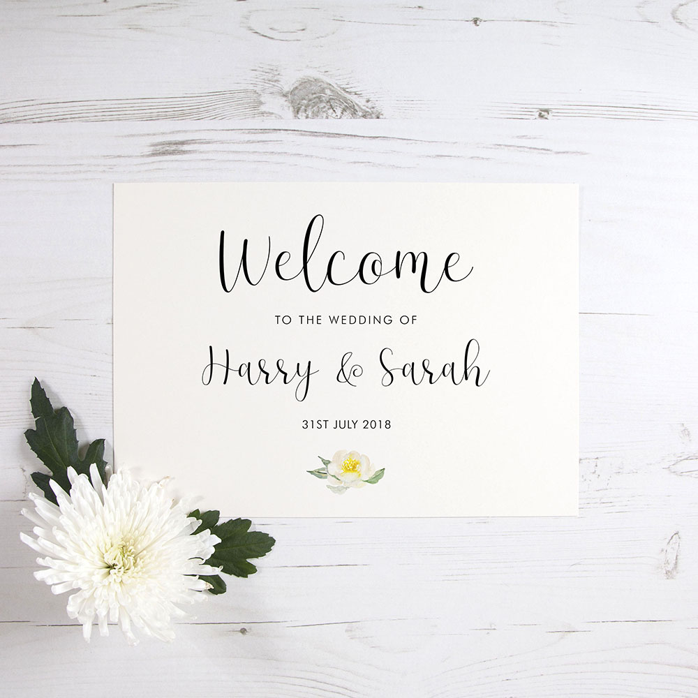 'Dahlia Rose' Welcome Sign - A5/A4/A3