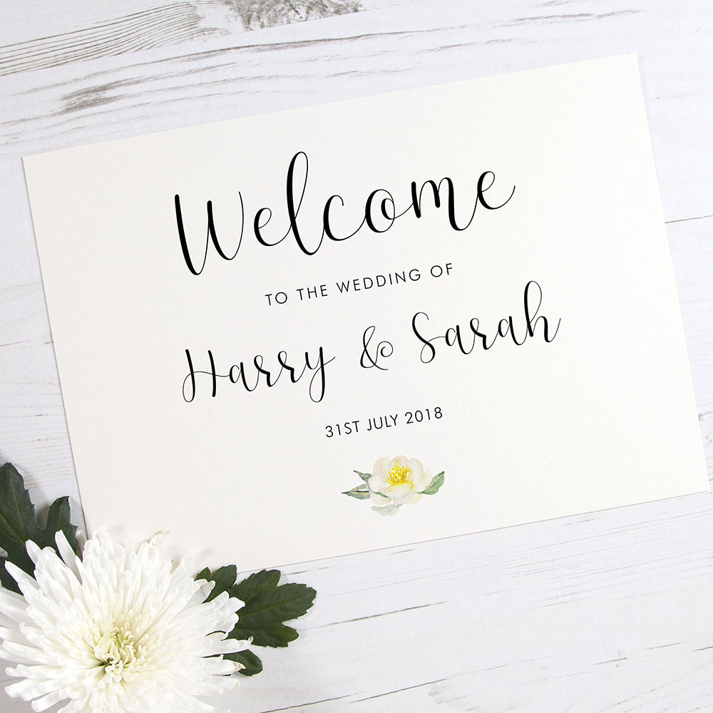 'Dahlia Rose' Welcome Sign - A5/A4/A3