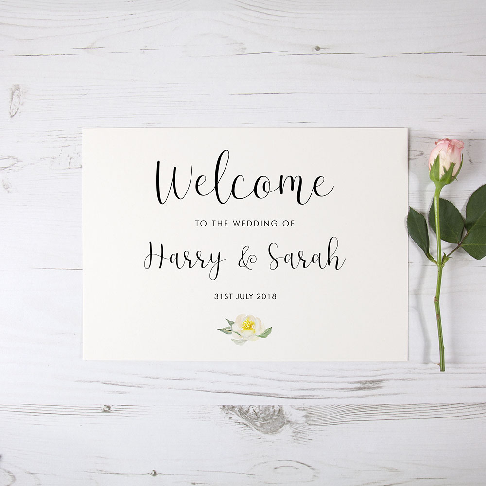 'Dahlia Rose' Welcome Sign - A5/A4/A3