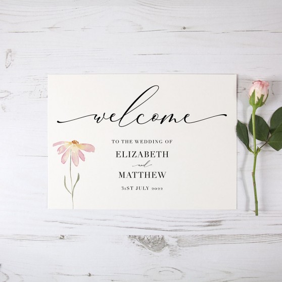 'Daisy Pink' Welcome Sign - A5/A4/A3