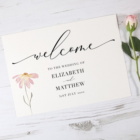'Daisy Pink' Welcome Sign - A5/A4/A3