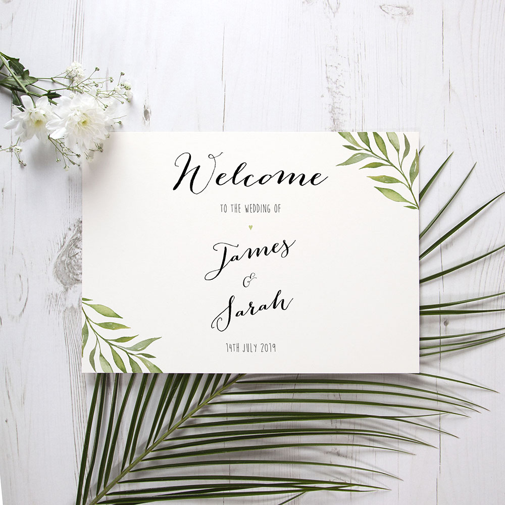 'Green Leaf' Welcome Sign - A5/A4/A3