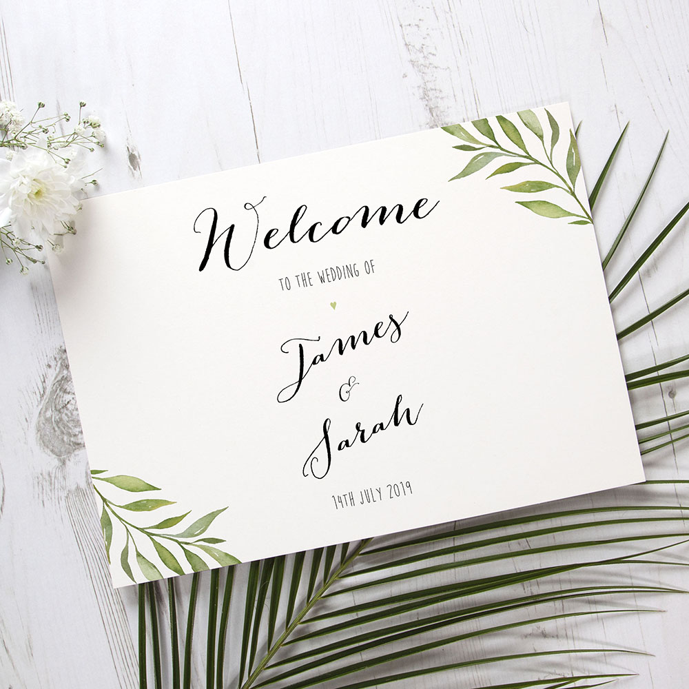 'Green Leaf' Welcome Sign - A5/A4/A3