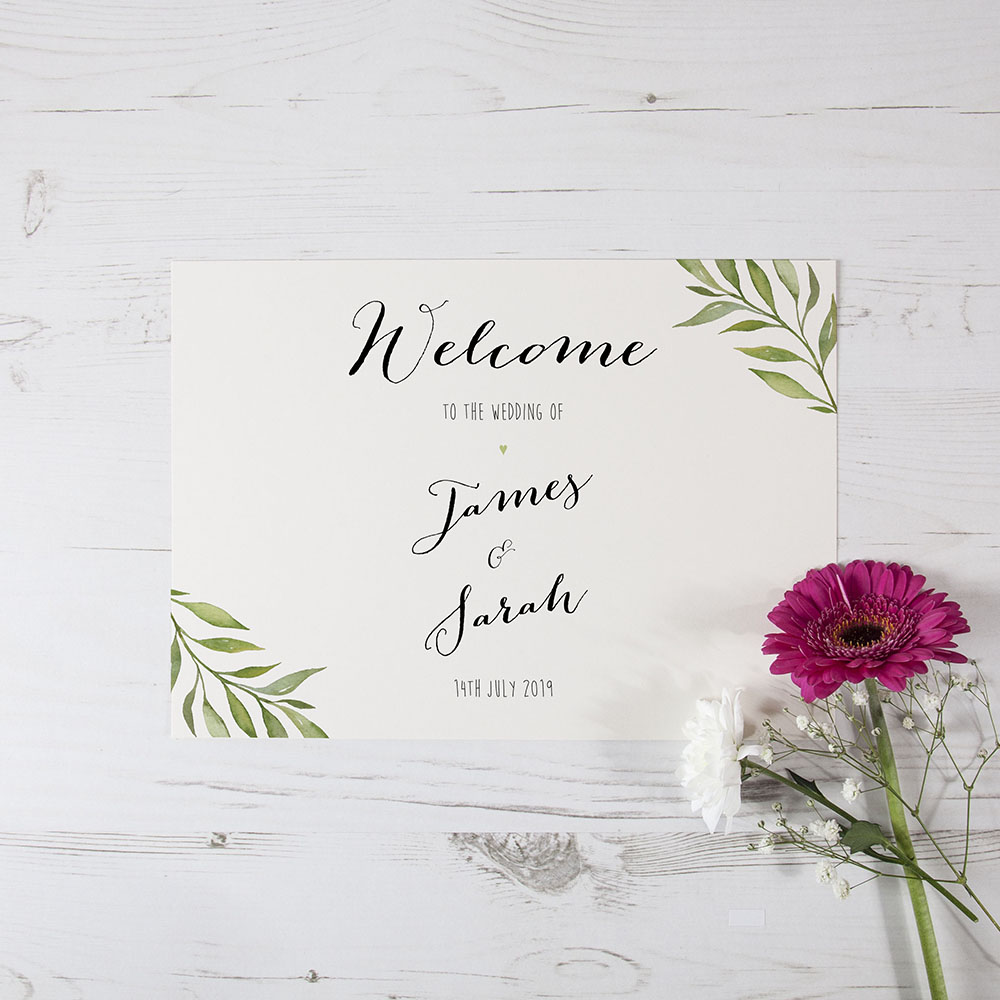 'Green Leaf' Welcome Sign - A5/A4/A3