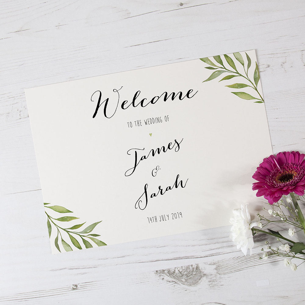 'Green Leaf' Welcome Sign - A5/A4/A3