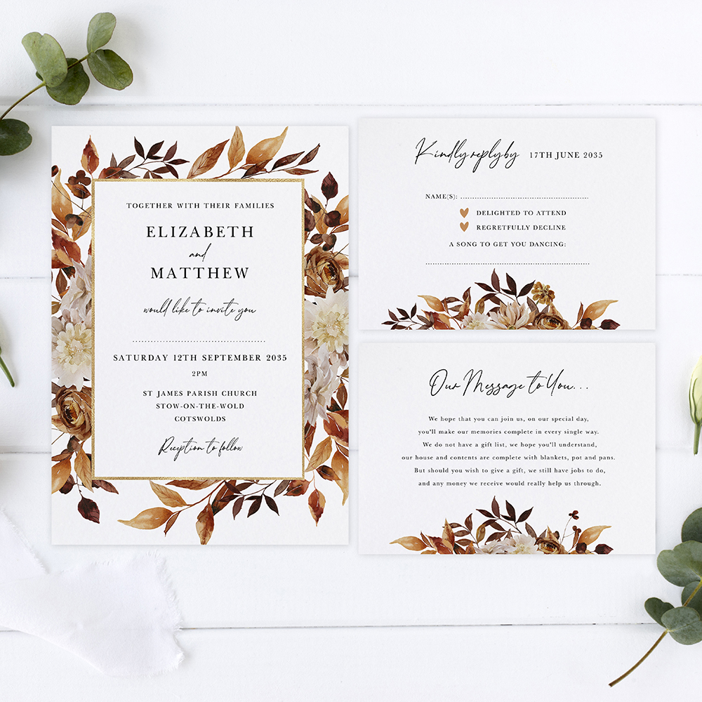 'Autumn Garden AG10' Sleeve Invite Sample