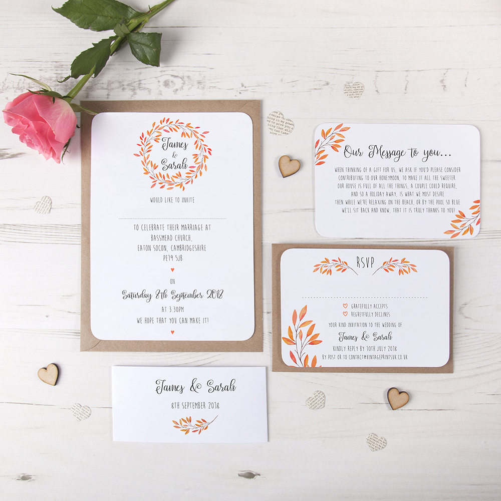 'Autumn Orange' Sleeve Invite