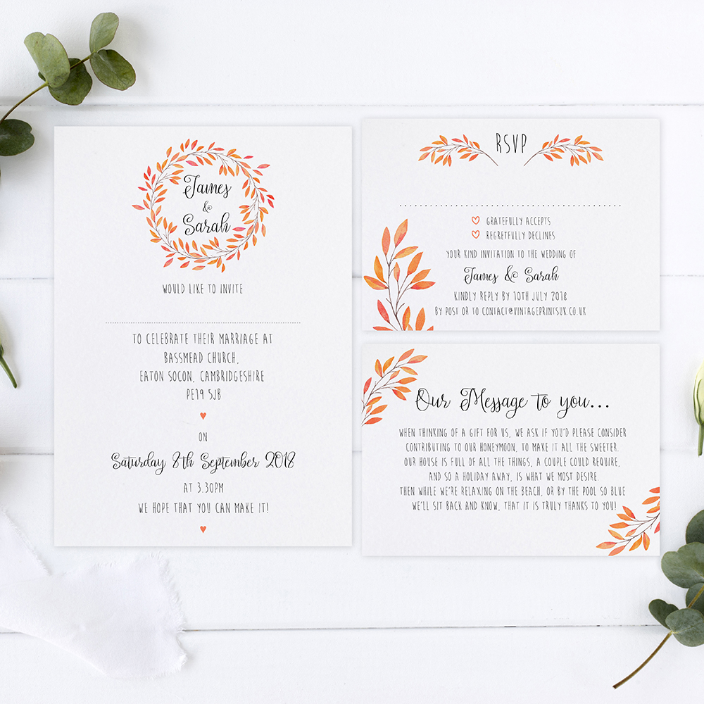 'Autumn Orange' Sleeve Invite