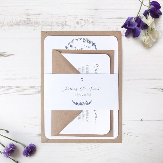 'Blue Floral Watercolour' Sleeve Invite Sample