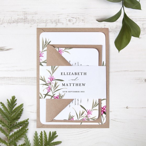 'Pink Botanical' Sleeve Invite Sample