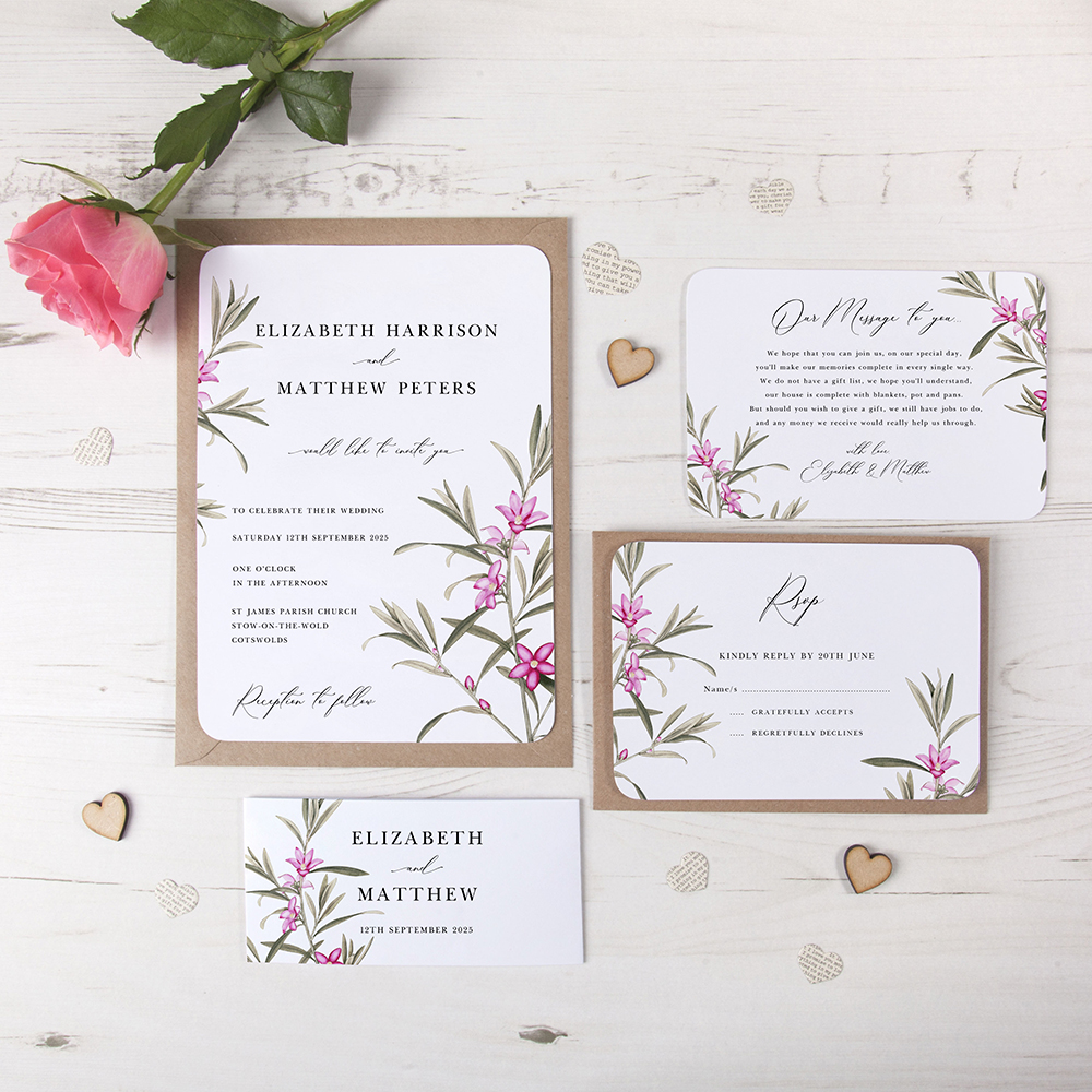 'Pink Botanical' Sleeve Invite Sample