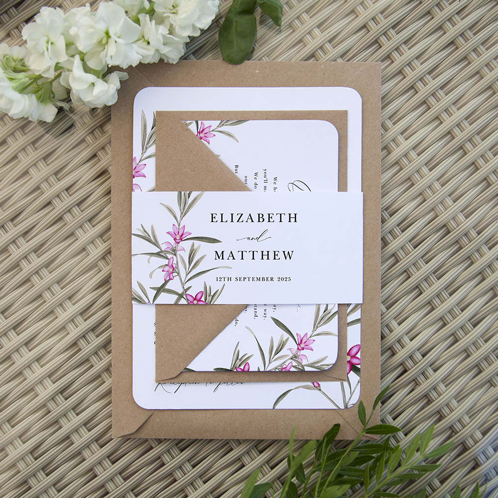 'Pink Botanical' Sleeve Invite Sample