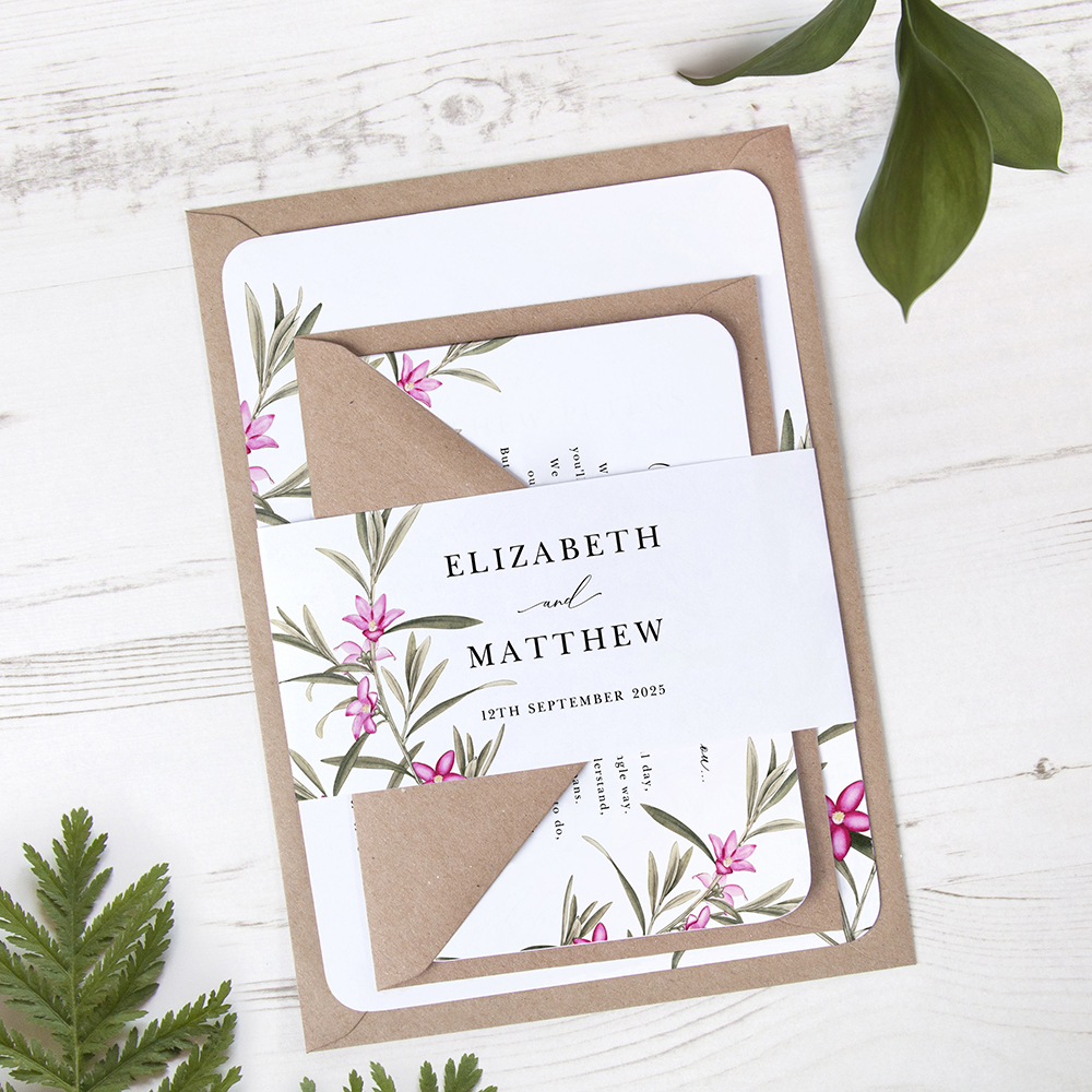 'Pink Botanical' Sleeve Invite Sample