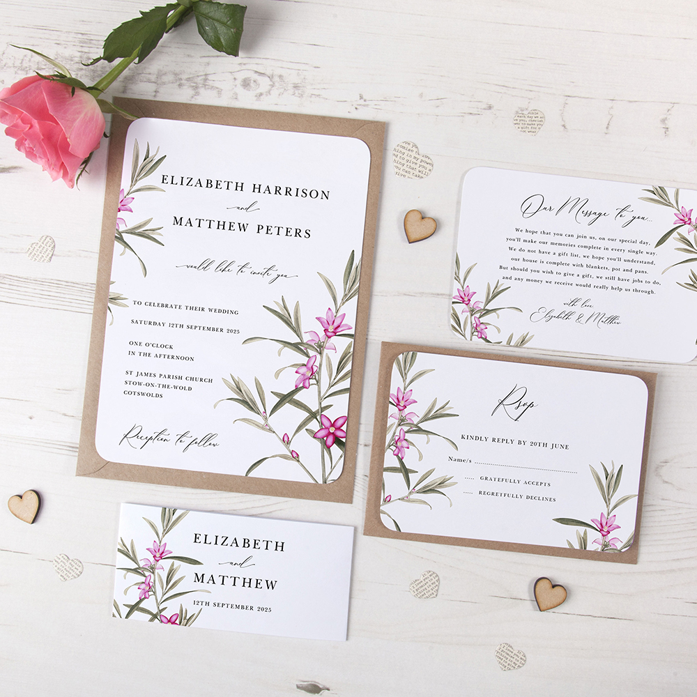 'Pink Botanical' Sleeve Invite Sample