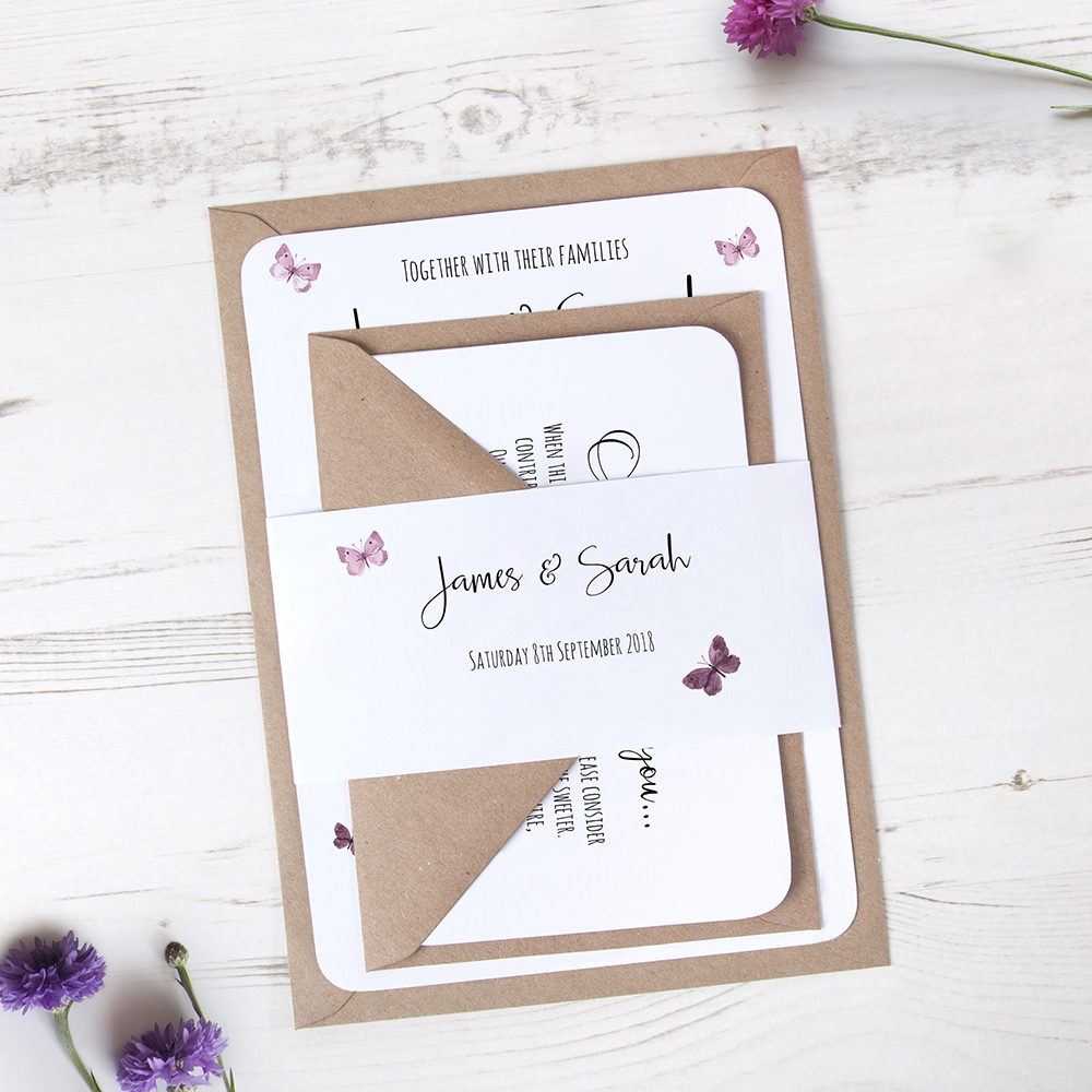 'Butterfly' Sleeve Invite Sample