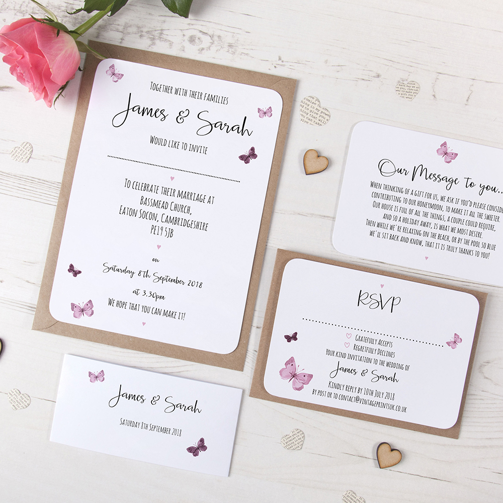 'Butterfly' Sleeve Invite Sample