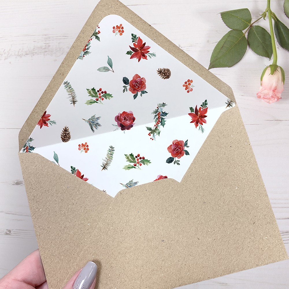 'Christmas Holly' Sleeve Invite