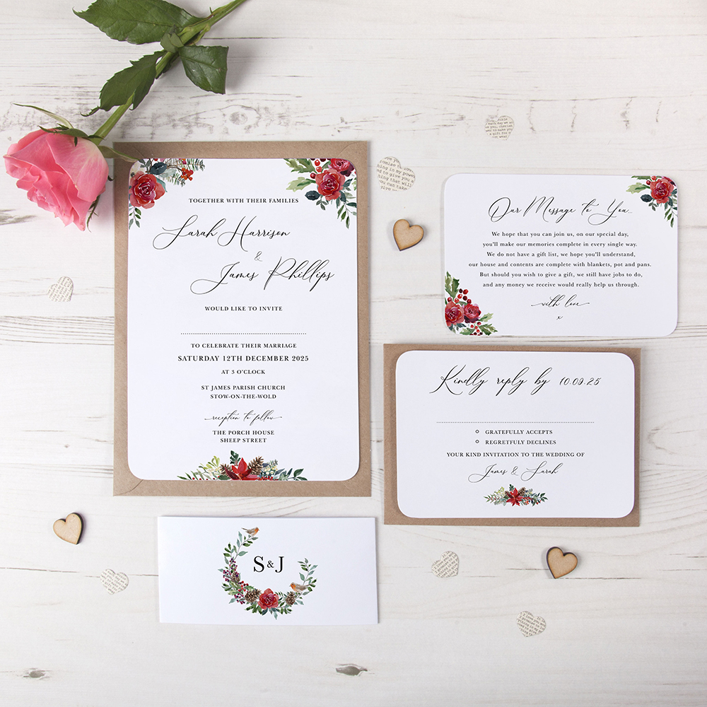 'Christmas Holly' Sleeve Invite