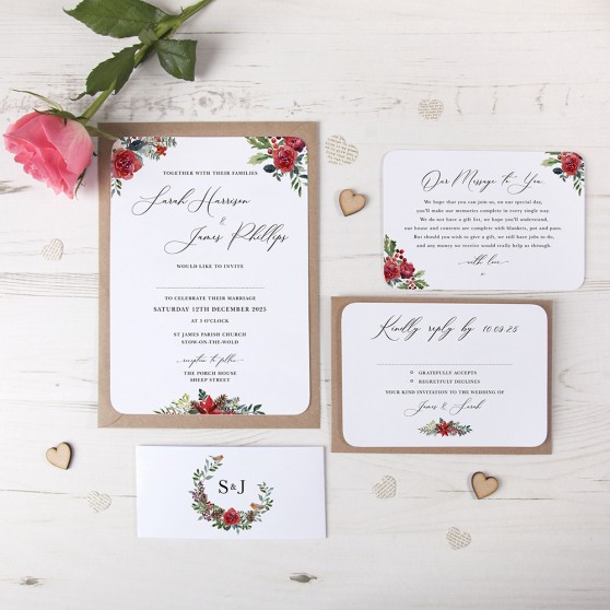 'Christmas Holly' Sleeve Invite Sample