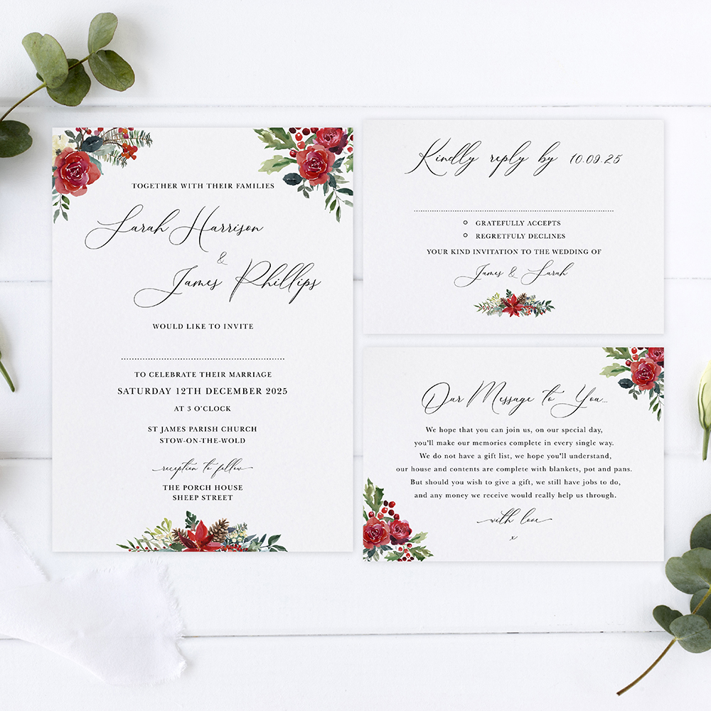 'Christmas Holly' Sleeve Invite