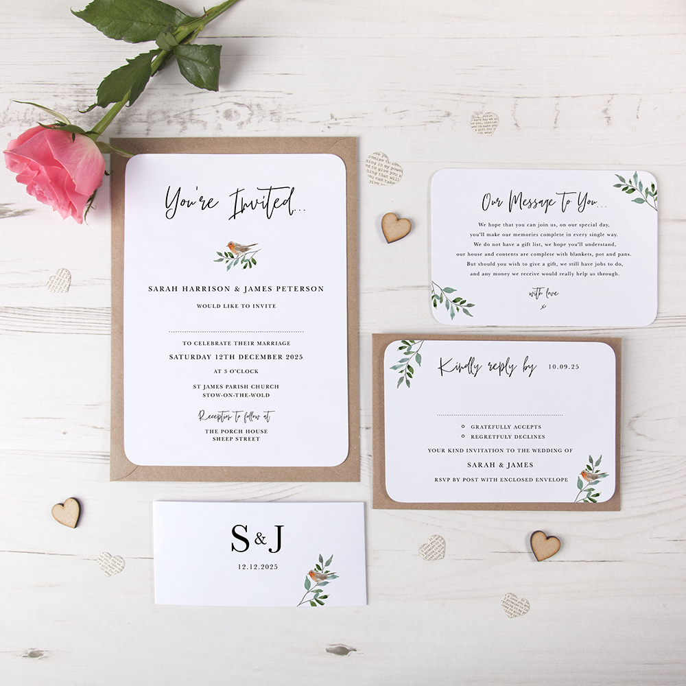 'Christmas Robin' Sleeve Invite Sample