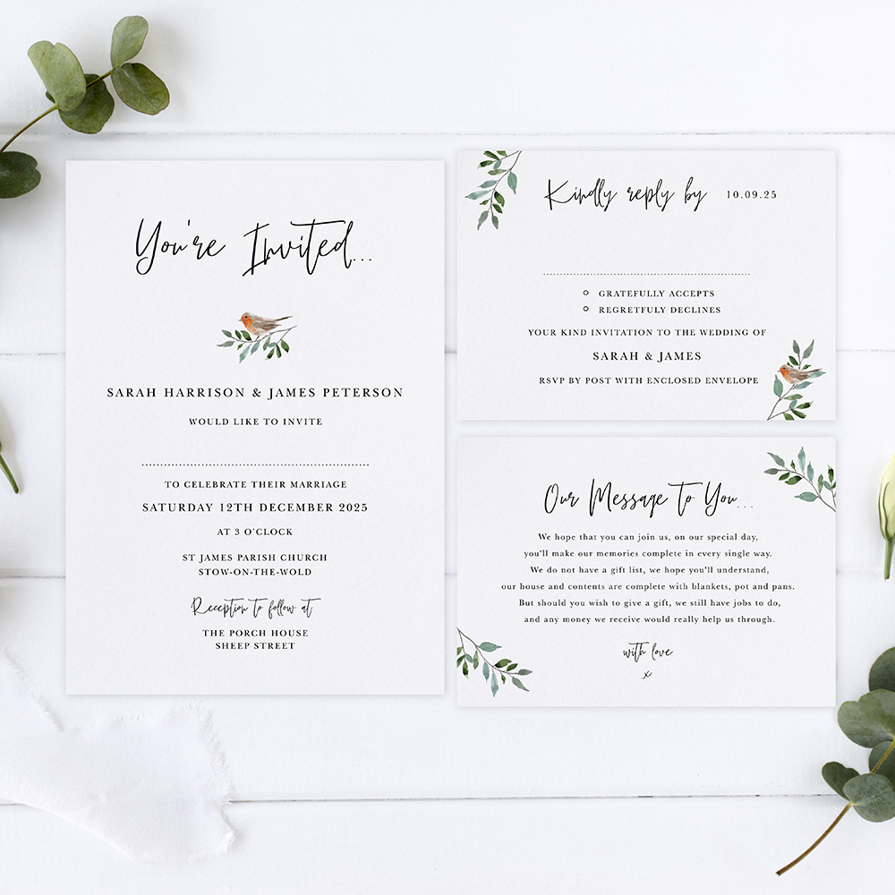 'Christmas Robin' Sleeve Invite Sample