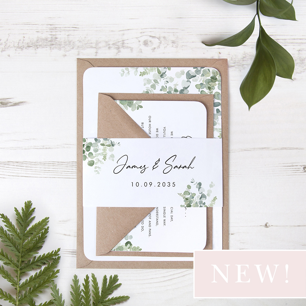 'Classic Eucalyptus' Sleeve Invite Sample