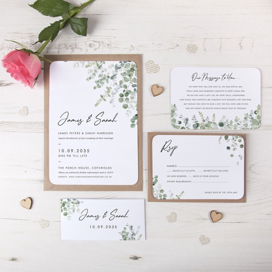 'Classic Eucalyptus' Sleeve Invite Sample