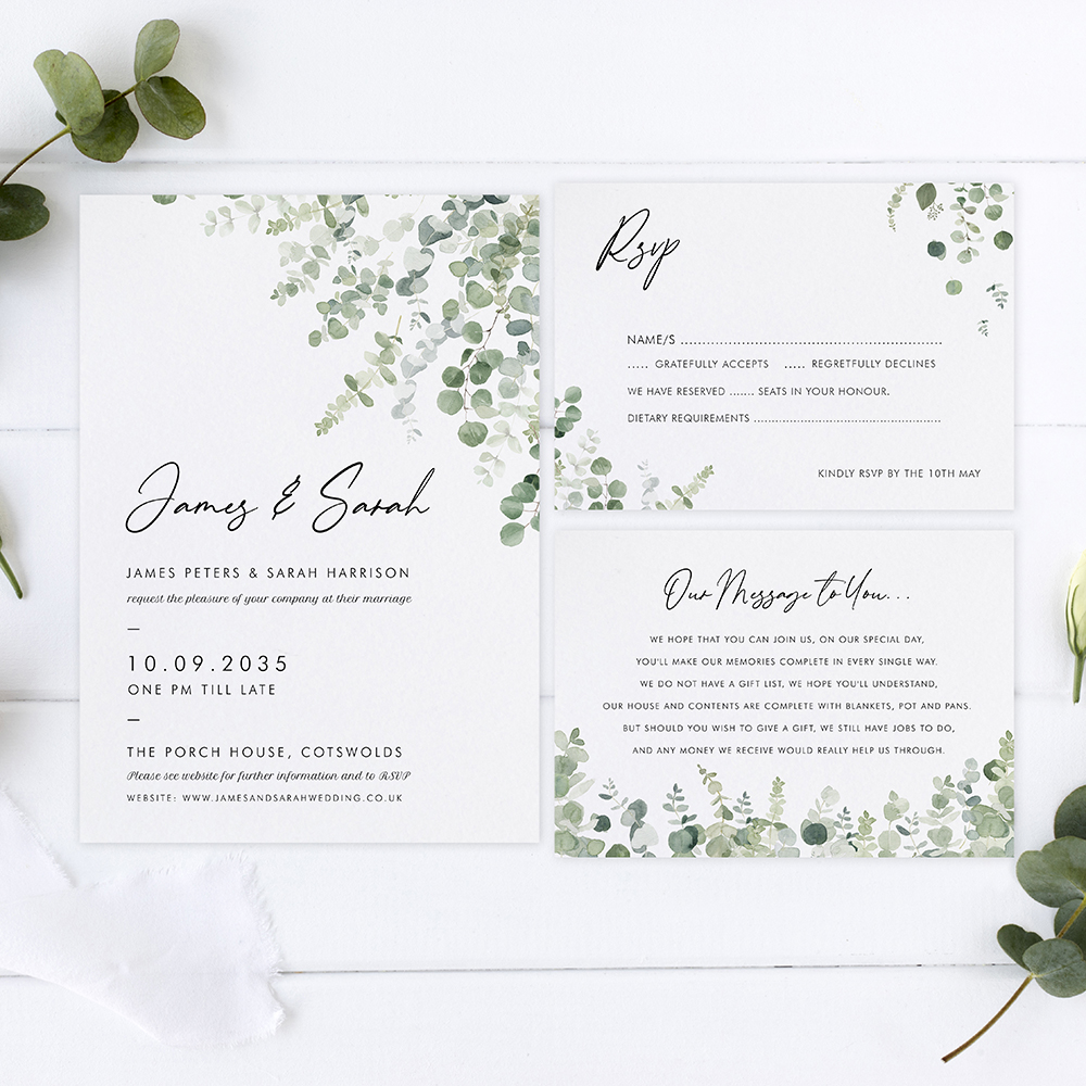 'Classic Eucalyptus' Sleeve Invite