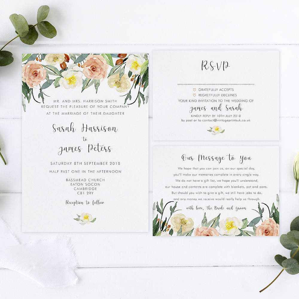 'Dahlia Rose' Sleeve Invite