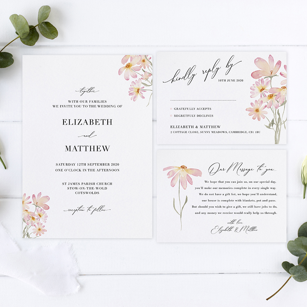 'Daisy Pink' Sleeve Invite Sample