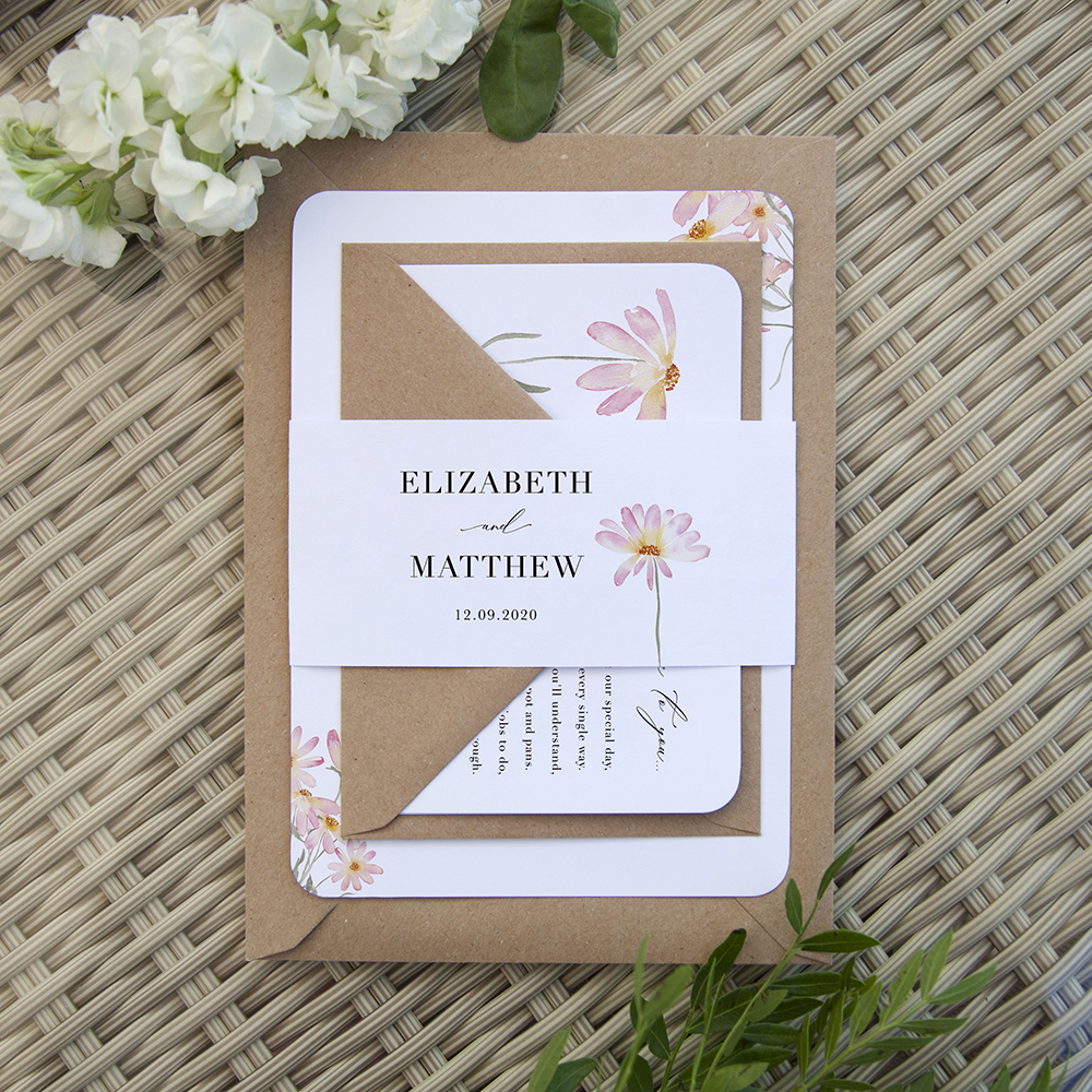 'Daisy Pink' Sleeve Invite Sample