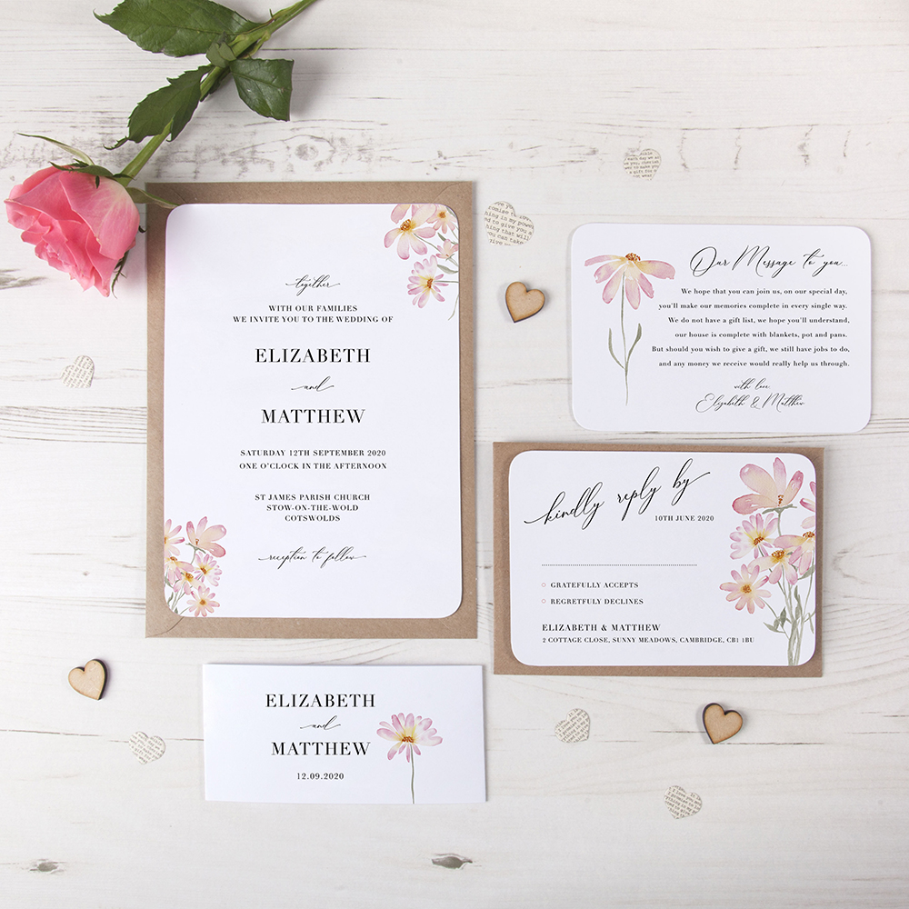 'Daisy Pink' Sleeve Invite Sample