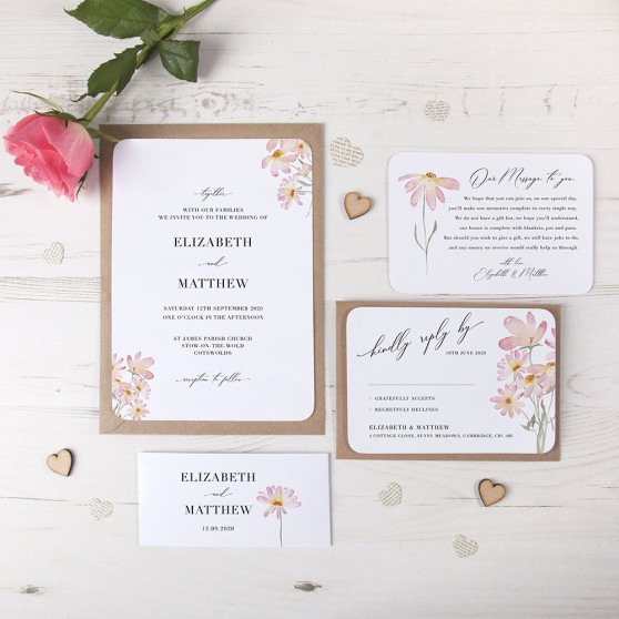 'Daisy Pink' Sleeve Invite Sample